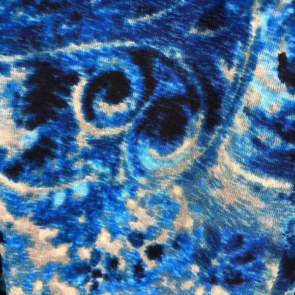 Susan Graver S Blue Swirl Statement Ruffle Collar Liquid Knit Cardigan - Picture 5 of 8